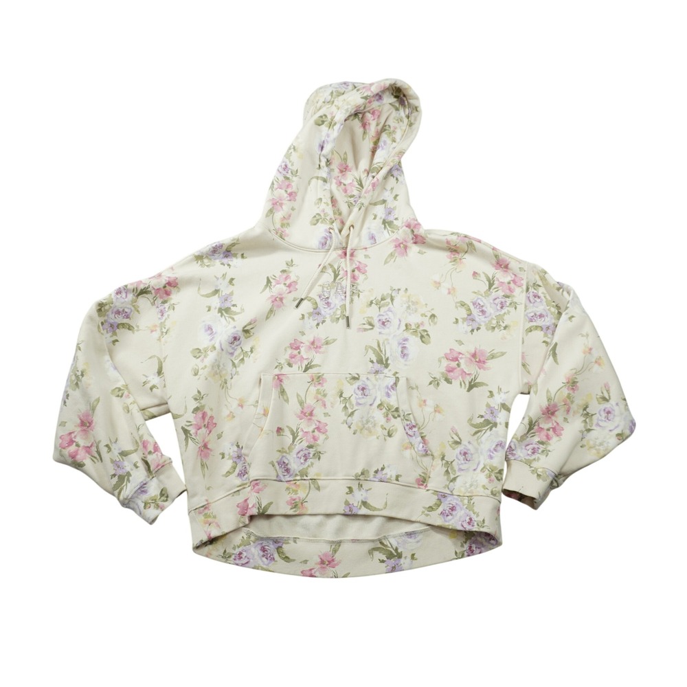 Gap x LoveShackFancy Floral‎ Logo Hoodie Cream Pink Purple Embroidered Feminine